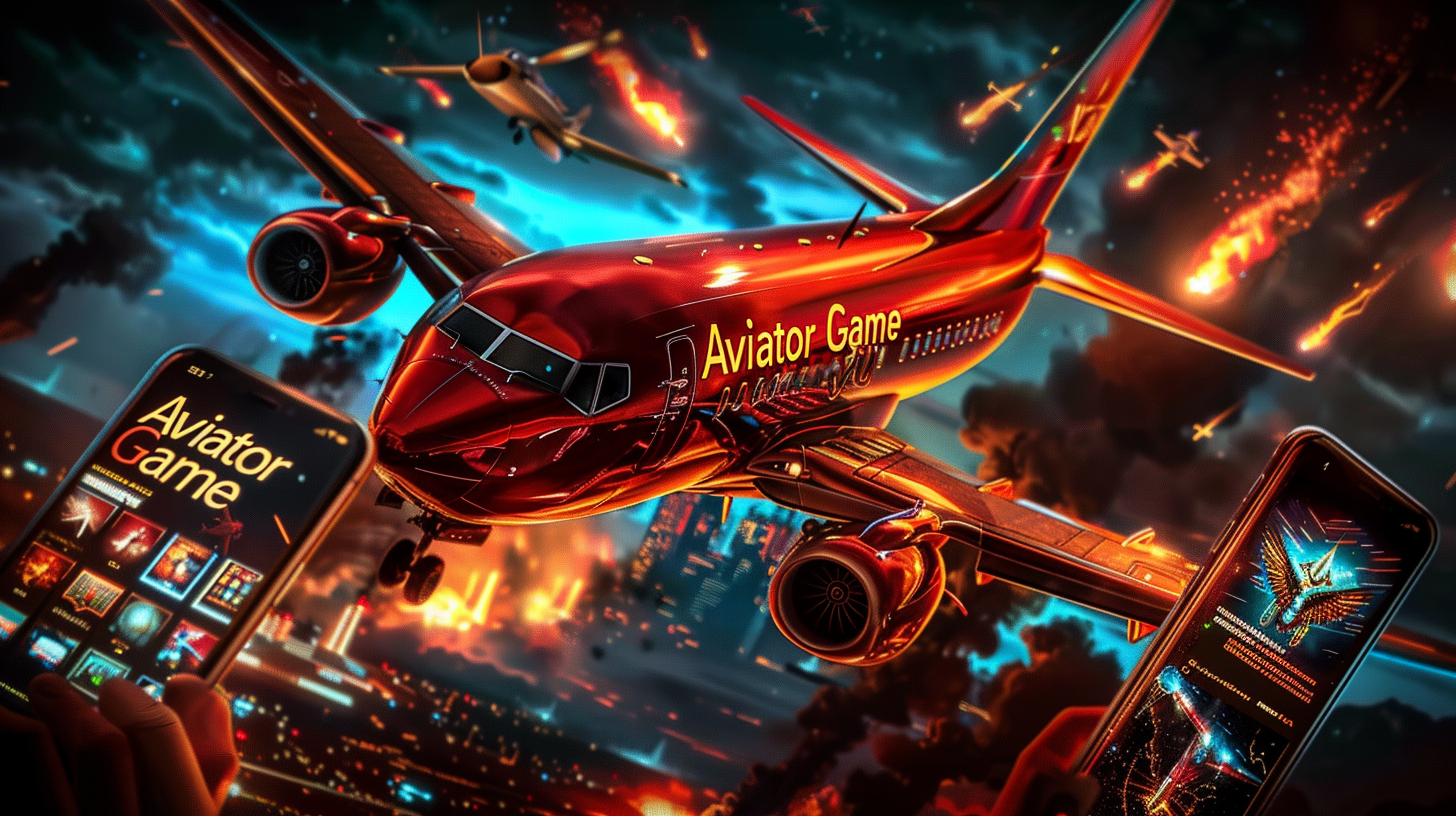 A red jet flying over a city in BB44 Aviator, showing the game’s thrill.